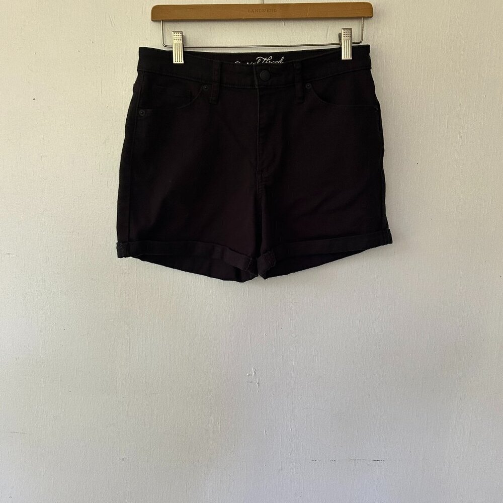 Universal Thread Black Denim Shorts Womens 8 Rolled Hem Jean Shorts Punk Grunge